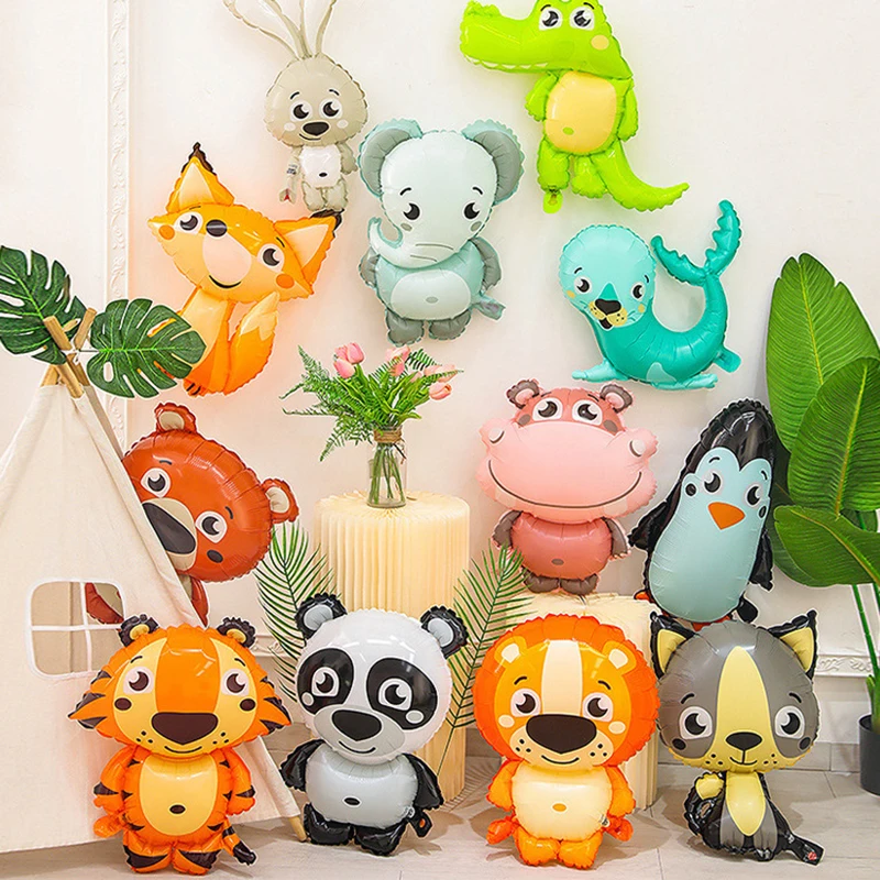 Roztomilý džungľa zvierací balón Rabbit Fox Penguin Hippo Tiger Krokodílová hliníková fólia Balón bábätká narodeniny Zoo Party Deco
