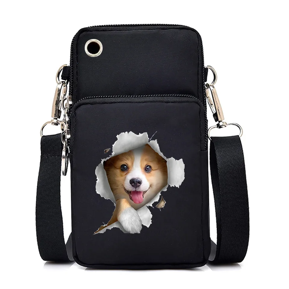 Roztomilý grafika pre psov malé kabelky pre krížové sály Ženy Harajuku Animal Mini Mobile Tack Bag Teen Messenger Bag Women Nám