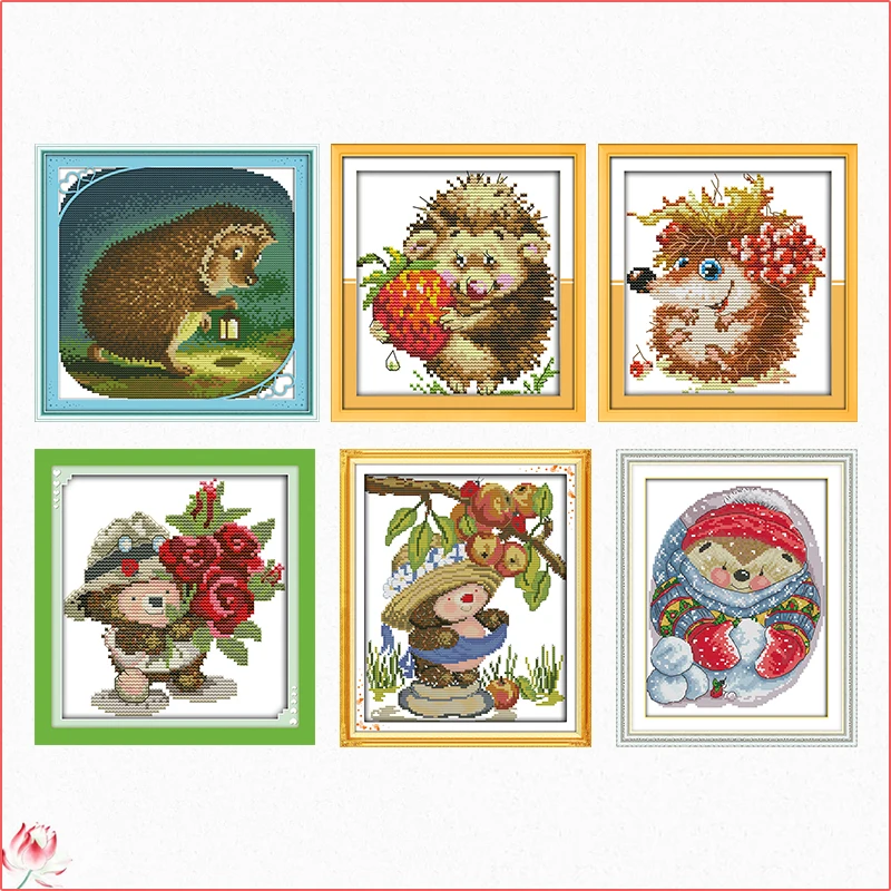 Roztomilý hedgehog krížový steh súprava vzor 14ct biela 11ct tlačená karikatúra zvierací výšivka sada domácich výzdobách maľba remeslá