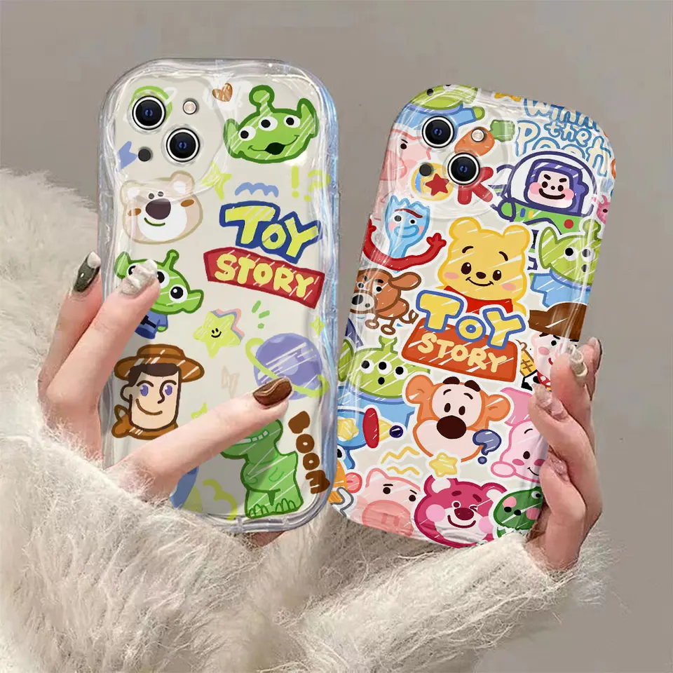 Roztomilý hračkársky príbeh Lotso Woody 3D Wave puzdro pre Oppo A98 A94 A93 A92 A79 A78 A76 A58 A57 A55 A38 A33 A17 A16 A15 4G 4G 5G Back Cover Cover