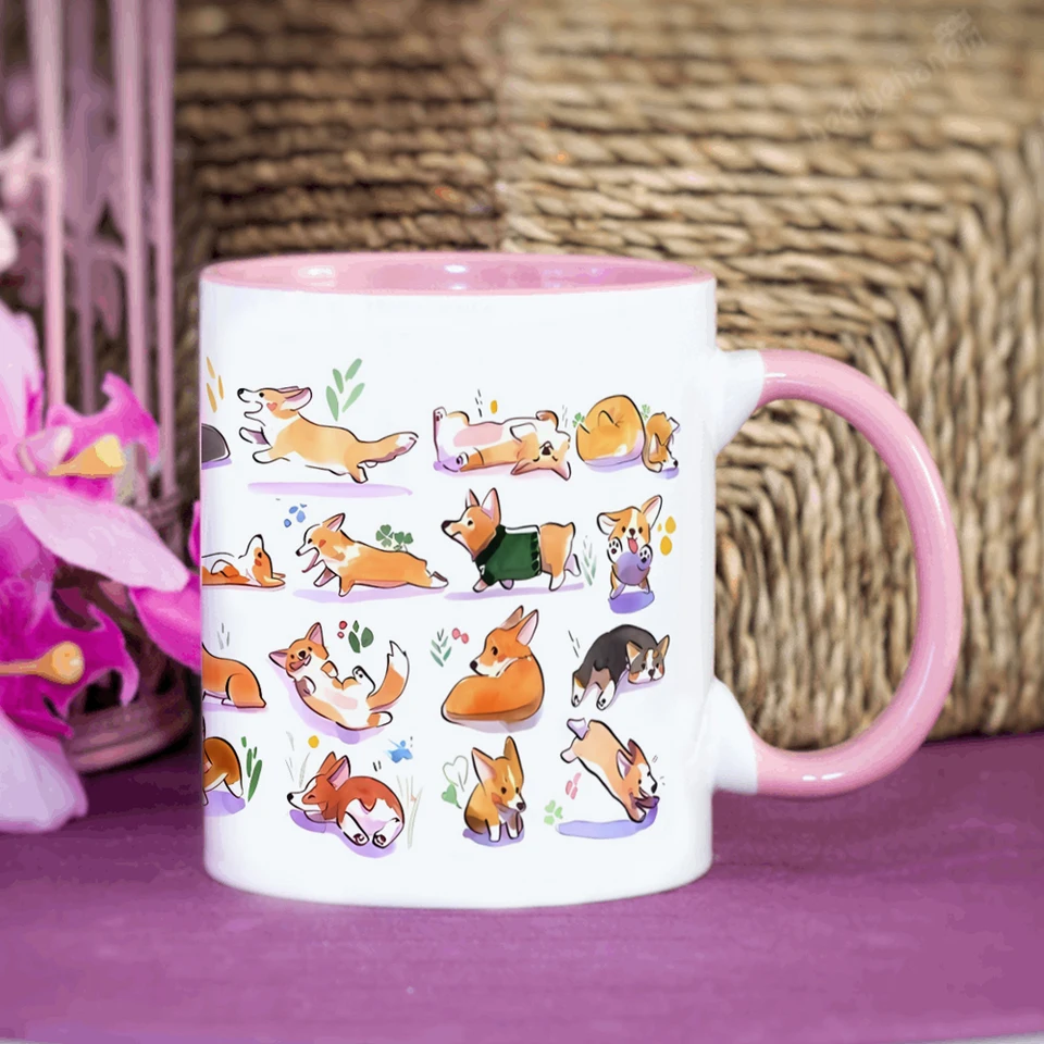 Roztomilý hrnček Corgi Home Coffee hrnček 350 ml Kreatívne keramické mlieko Cup Darček pre milenca Corgi