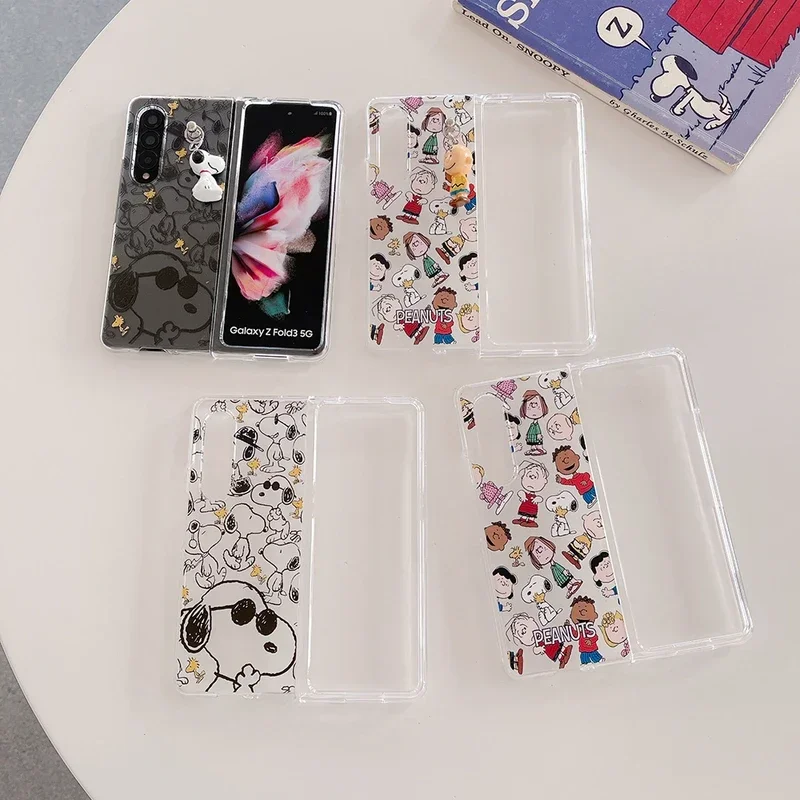Roztomilý karikatúra arašidy snoopy Charlie Brown Transparent telefónny puzdro pre Samsung Galaxy Z Flod 6 5 Číry mäkký kryt pre z flod 3 4