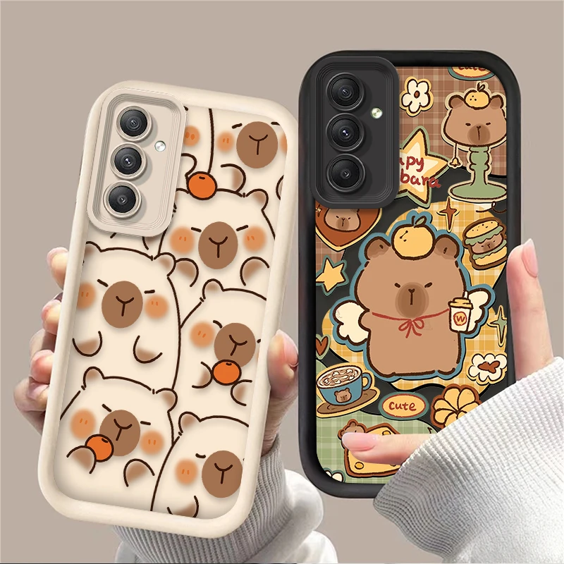 Roztomilý karikatúra Brown Caphybara pre puzdro Samsung Galaxy A55 A35 A15 A25 A16 A06 A05 A05S A24 A13 A23 A12 A22 A32 A52 A52 A71 A51 4G CAPA
