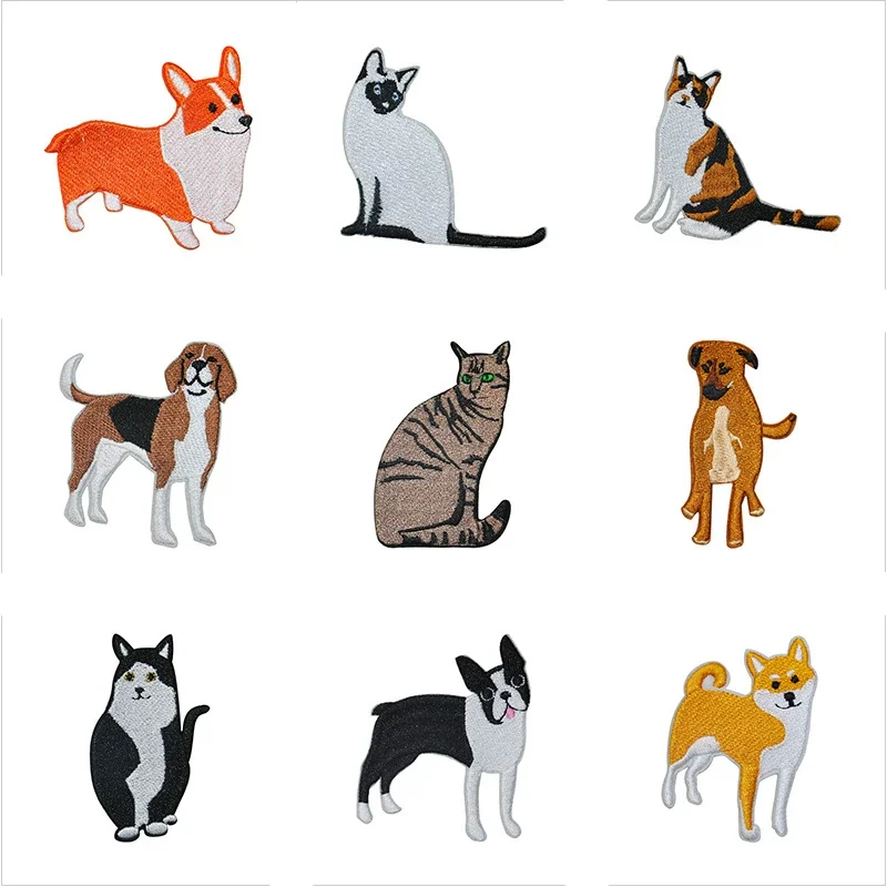 Roztomilý karikatúra Chaigou Dog Cat vyšívacie nálepky Nálepky módny batoh pre odevy dekorácie pre domácich majstrov detská klobúk topánky doplnky