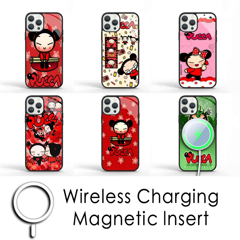 Roztomilý karikatúra pucca garu telefónny puzdro pre iPhone 16 15 Pro Max Case 14 Plus 13 12 11 Magesafe Magnetic Wireless Cover