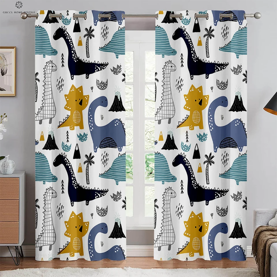 Roztomilý karikatúra zvierat Dinosaurus Print Curtains