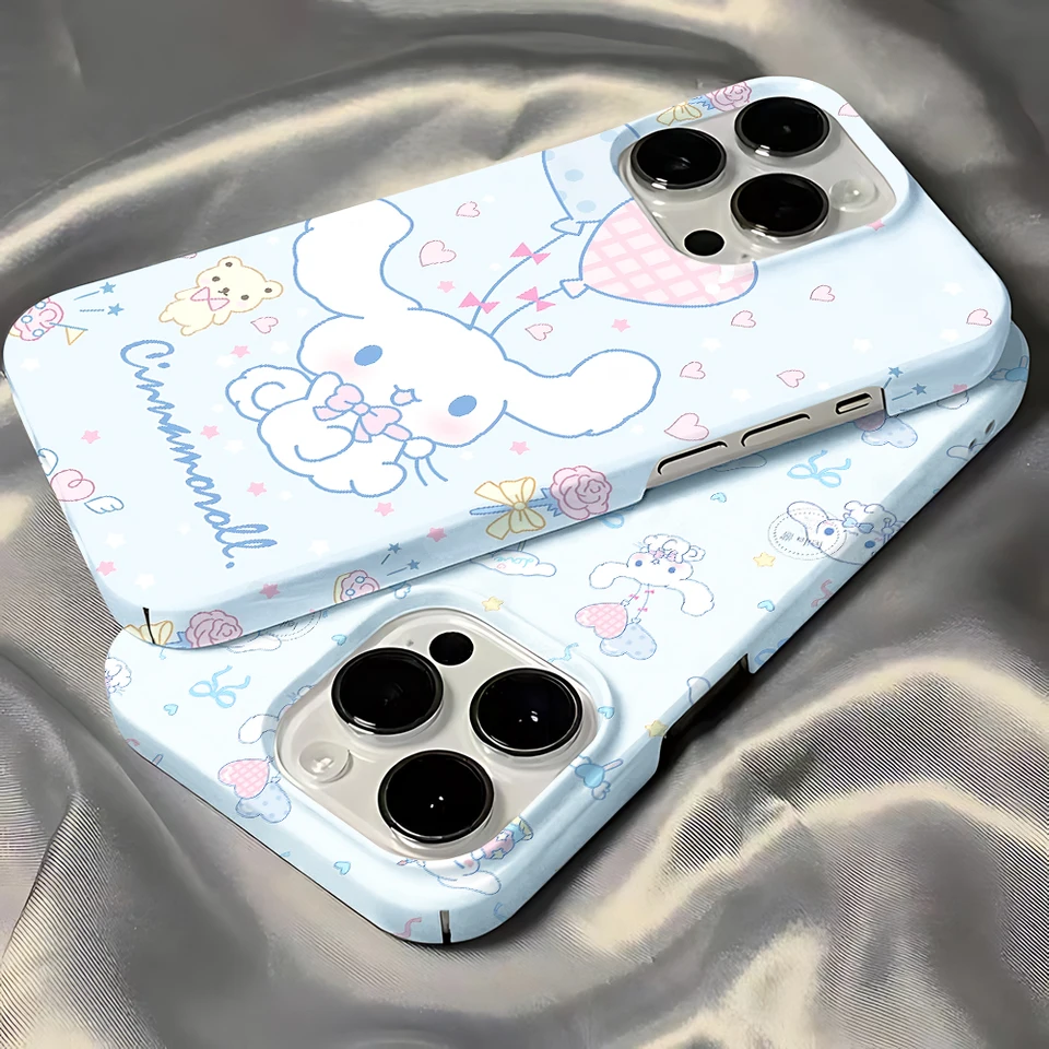 Roztomilý kawaii balón Cinnamoroll Puzdet pre iPhone 16 15 14 13 12 11 Pro Max xs xr xsmax 6 7 8 Plus lesklý HD tvrdý kryt PC