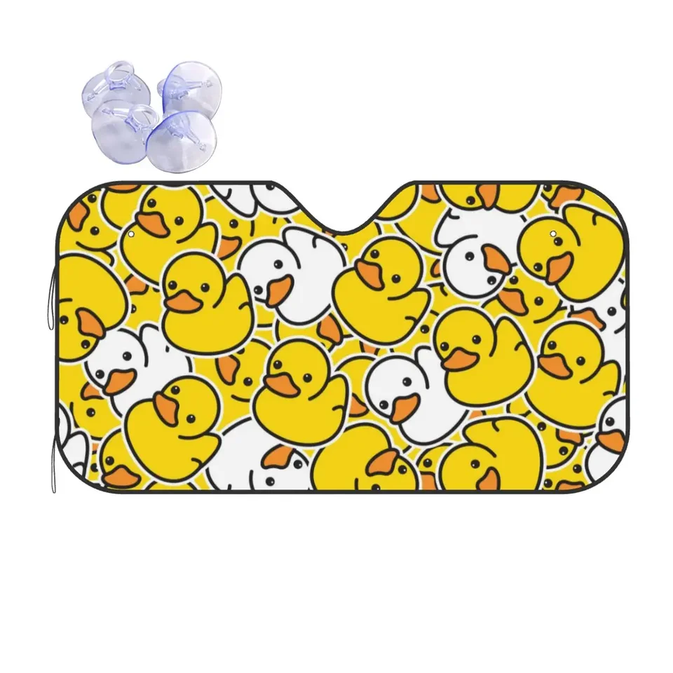 Roztomilý kačací vzor Ducky Cartoon čelné sklo Sunshade Animal Zložené auto predné čelné sklo 70x130cm