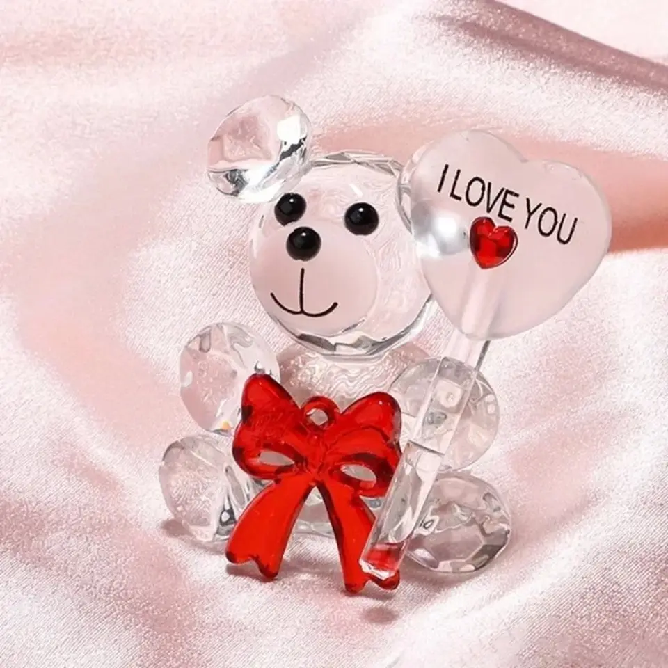 Roztomilý krištáľový medveď so srdcom Svadobná dekorácia nevesta sprcha Bachelorette Party Souvenírs Valentín