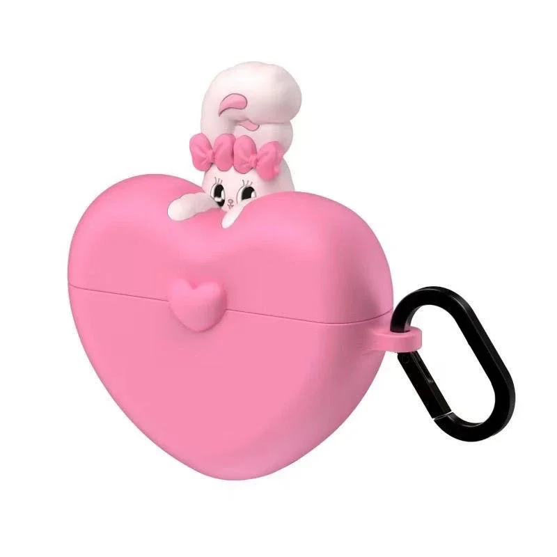 Roztomilý králičie silikónové puzdro pre AirPods 3 4 Pro Pro2 Puzdrové kryty s háčikom