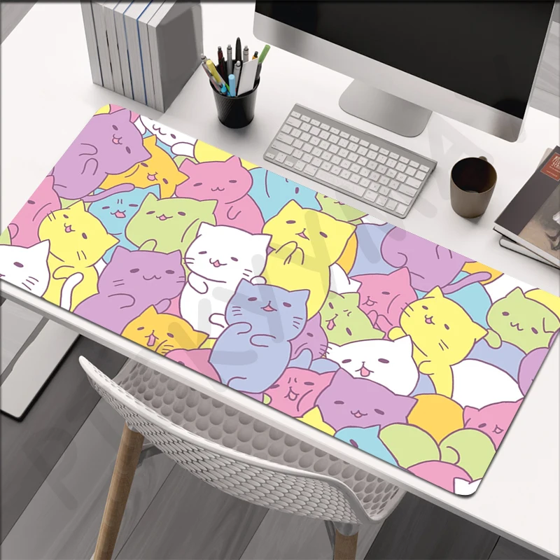 Roztomilý mačkový zámok Edge Mousepads Originálne veľké herné myšacie myš 40x90cm Klávesnica Rats Mouse Mouse mat mat -stôl pre db.