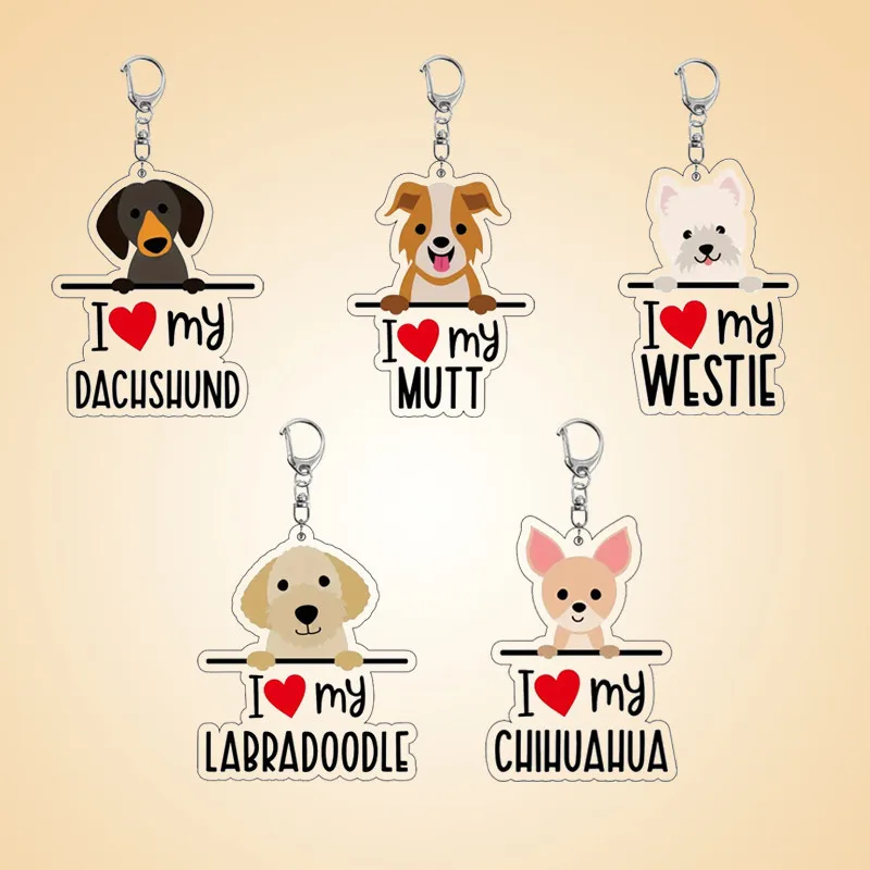 Roztomilý milujem svojho Westie Golden Retriever Boston Terrier Beagle prívesok akrylové kľúče