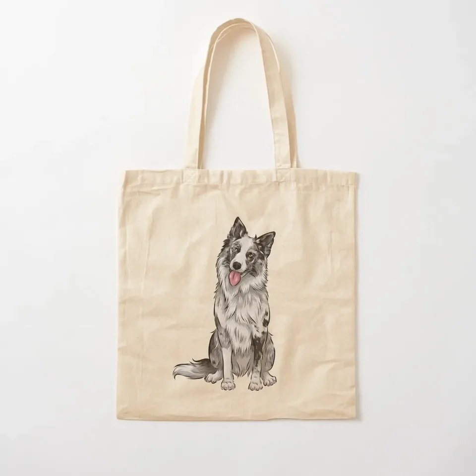 Roztomilý modrý merle hranička Collie Dog Tote Bag Woman Shopper Bag Cute Vak taška prispôsobiteľná tote