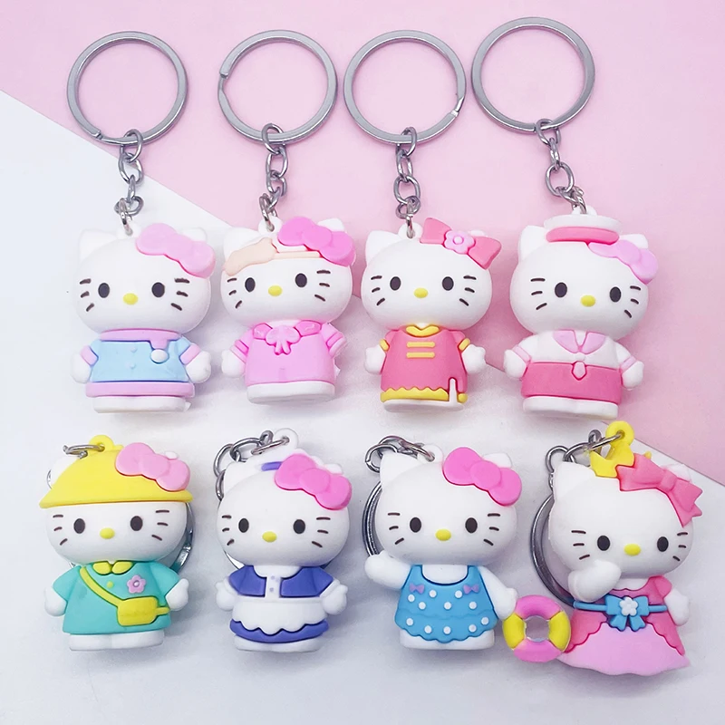 Roztomilý nový karikatúra KT Catdoll Keychain Hello Kitty Key prívesok Karikatúra Dolls Action Figure Bag Ozdoby