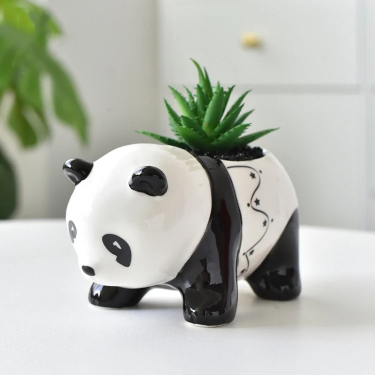 Roztomilý panda kvetinový hrniec sukulentný hrniec keramický kvet