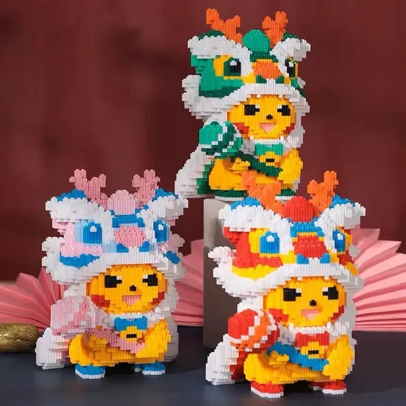 Roztomilý pikachu kompatibilný LEGO blokuje malé častice puzzle hračky Pokémon Dospelý vysoký obtiažnosť puzzle chlapče dievčenský darček
