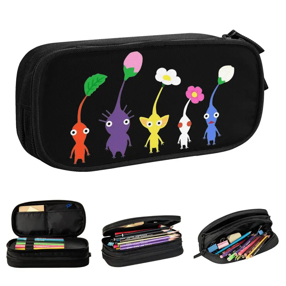 Roztomilý pikmin ceruzka Case Case Fashion Držiteľ pera taška pre deti veľkú kapacitu