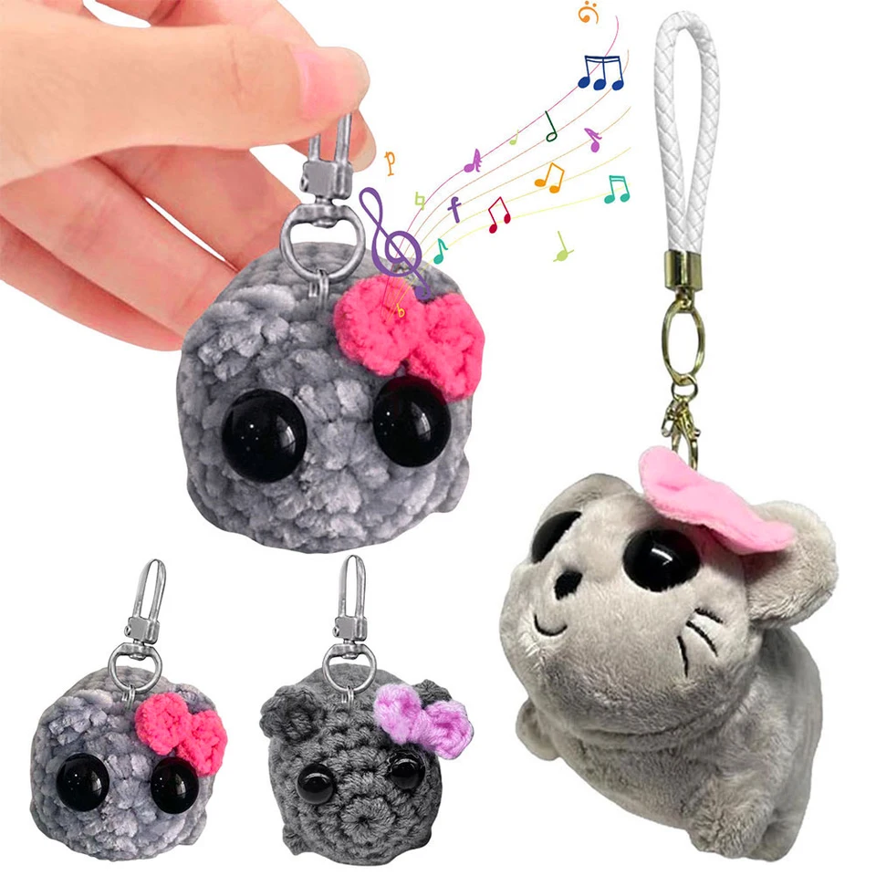 Roztomilý pletený smutný škrečok bábika Kawaii Girl Hasster ručne vyrobená bábika roztomilý škrečok Animal Plushie Keyring
