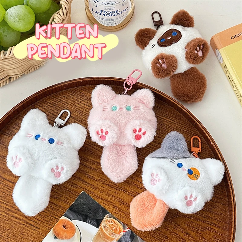 Roztomilý plyšový dlhý chvost mačiatko mačiatko Doll Doll Cendant Keychain for Women Girls Backpack car keyring tašky dekorácie doplnky darček
