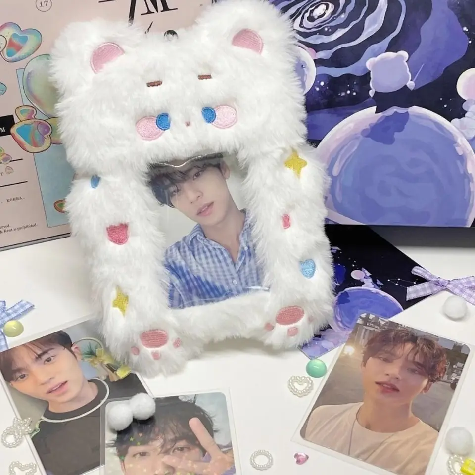 Roztomilý plyšový fotokard puzdro Študentská karta držiak taška keychain hviezda Tvar Photo karty držiak idol idol Fotografie ochranný kryt karikatúra