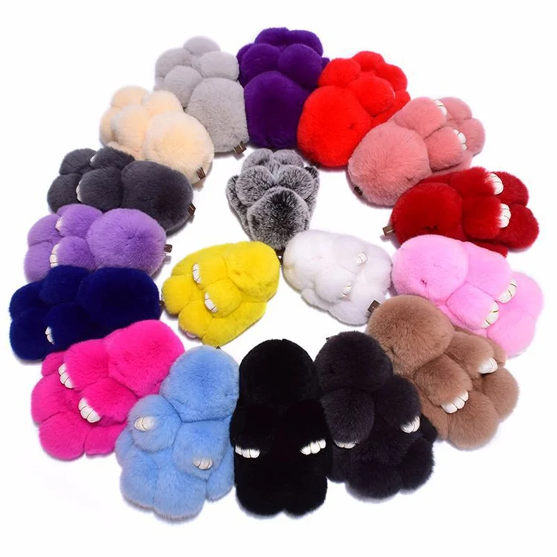 Roztomilý plyšový zajačik Keychain Dámske kožušiny Angel Kráľ Key prsteň plyšové bábiky Toy Girls Bag Car Key prívesok 14 cm