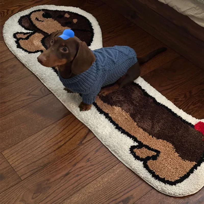 Roztomilý psí imitácia Cashmere nekĺzanie nočného lôžka dlhý koberec obývacia izba obývacia izba karikatúra domova dekorácia abnormálne koberce v tvare
