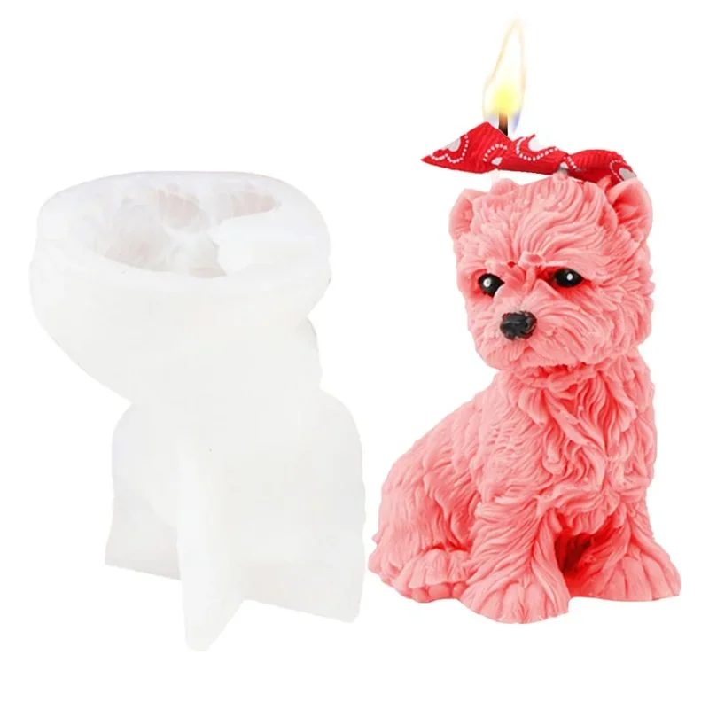 Roztomilý psí psí sviečka silikónová forma 3D pudle Pet Pet Atte Atter Priepus mydlové remeselníky Resein Nástroj na pečenie čokoládového ľadu