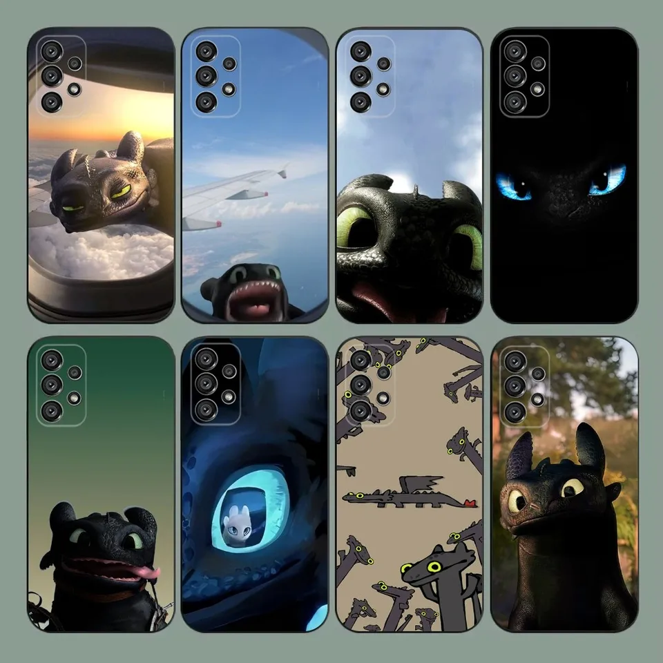 Roztomilý puzdro bez telefónu T-tooth pre Samsung Galaxy A20, A21S, A22, A31, A32, A52, A53, A72,73, A80, A91 Soft Soft Black Cover