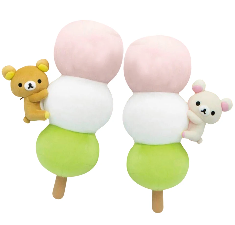 Roztomilý Rilakkuma Korilakkuma Bear Tea House Japanese Sweets s tromi farbami Dango Big plyšový plyšový vankúš