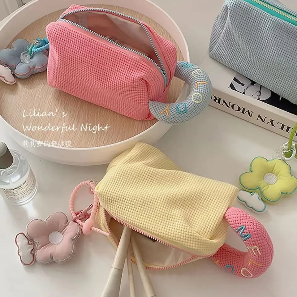 Roztomilý ružový make -up taška roztomilá malá cestovná agentúra make -up taška na make -up prenosná peňaženka skladovacia taška