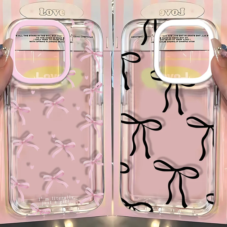 Roztomilý ružový srdcový luk telefón pre Xiaomi Mi 14 13 12 11 10 10T POCO F5 F4 X4 X3 NFC LITE GT PRO 4G 5G CLEAR TPU Zadný kryt TPU
