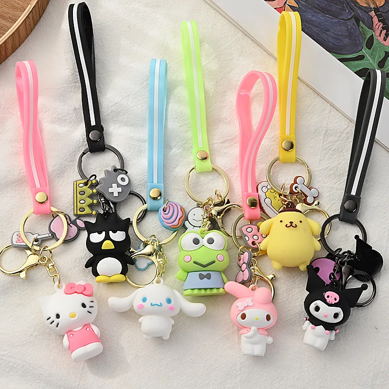 Roztomilý Sanrio Keychain Cartoon Character Keychain Hello Kitty My Melody Chrome Kerop Badtz-Maru Cainamoroll Hračky