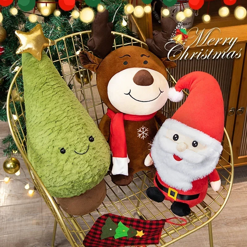 Roztomilý Santa Claus Snowman plyšové hračky mäkké plyšové plyšové hračky vianočné dekorácie pre strom kawaii peluche darček pre chlapca dievča