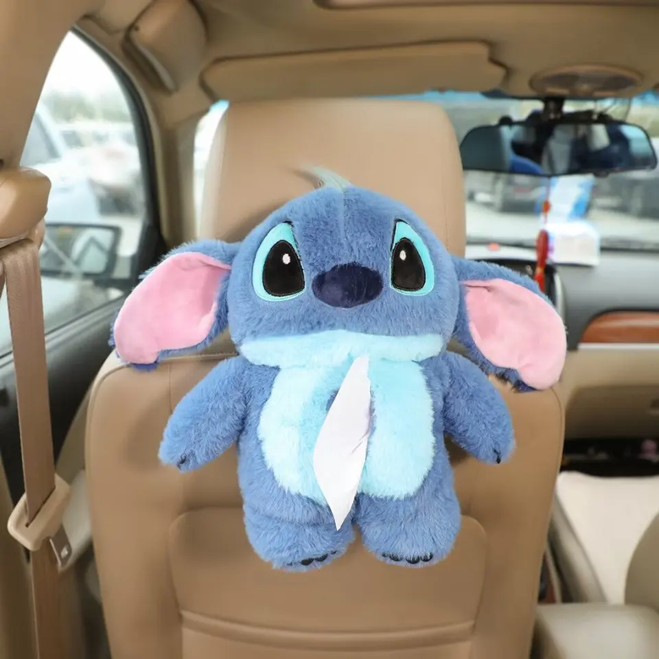 Roztomilý stehový kryt tkaniva Krásny vypchaný anime plyšový steh auto Tkanivové skrinky zadné sedadlo visiaci tkanivový taška na krabicu Plush držiak