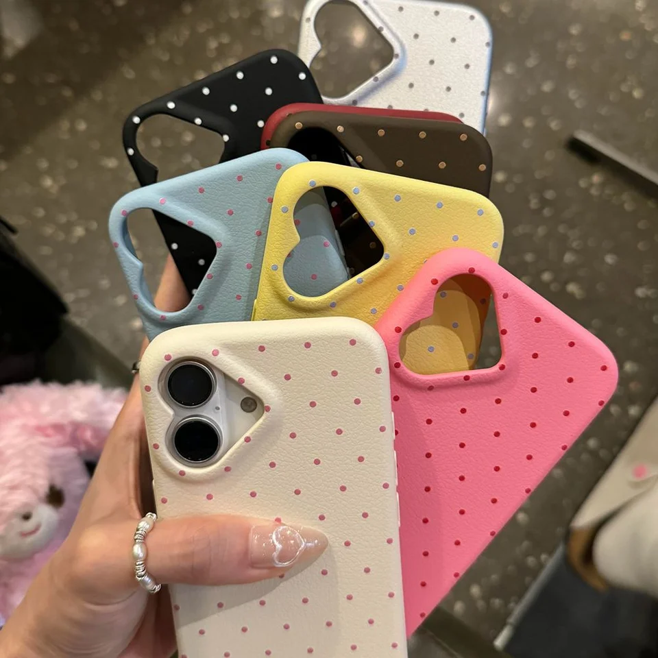 Roztomilý tvar srdca kamery kožené puzdro pre telefón pre iPhone 16 15 14 13 12 pro max