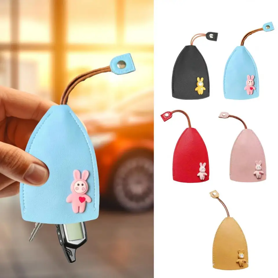 Roztomilý vytiahnite kľúčové puzdro Karikatúra zvieratá Rabbit Cat Pu kožené kľúče peňaženky Vzducha automobilov držiak na kľúče pre kľúče kožená taška na kľúče
