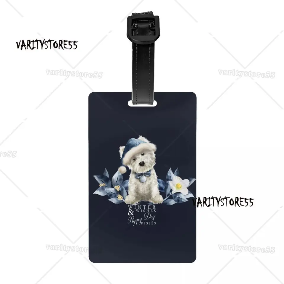 Roztomilý West Highland White Terrier Dog Pes Luggage Tag s názvom Card Westie Puppy Cover Cover ID štítok pre kufr