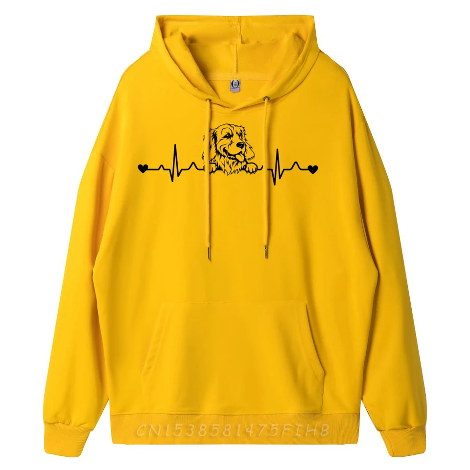 Roztomilý zlatý retriever psa srdca pulz pulz Ekg Plain košeľa camiseta mikiny pre mužov