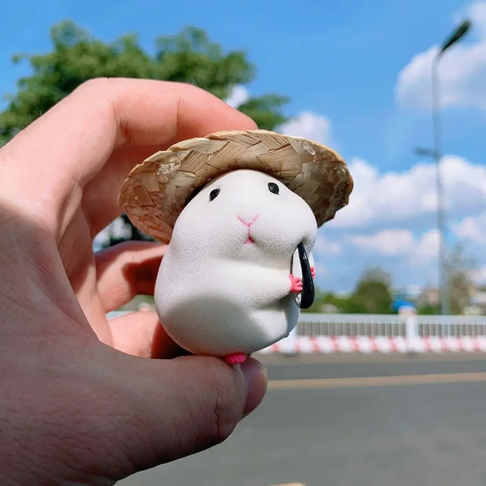 Roztomilý škrečok s ornamentom s klobúkom slamky, Doplnky pre dashboard v oblasti interiéru automobilu