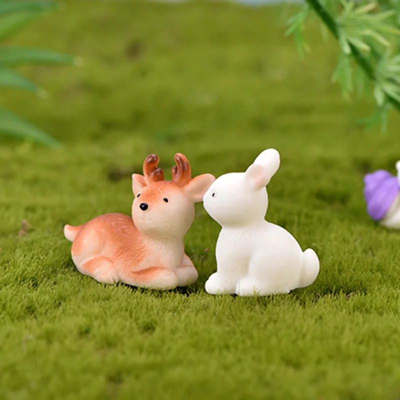 Roztomilý živici králičí model Mini zvieracie figúrky karikatúry zvierat Ornament Cat Miniatúrna mikro krajina Domáca dekorácia DIY remeslá