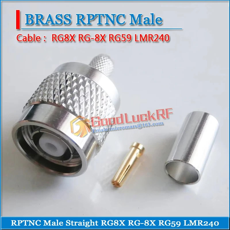 RP-TNC RPTNC RP TNC Mužský priamy výhonok pre RG8X RG-8X RG59 LMR240 Kábel Kábel Panlated RF COAX COAX SOCKET SOCKET Koaxiálne adaptéry