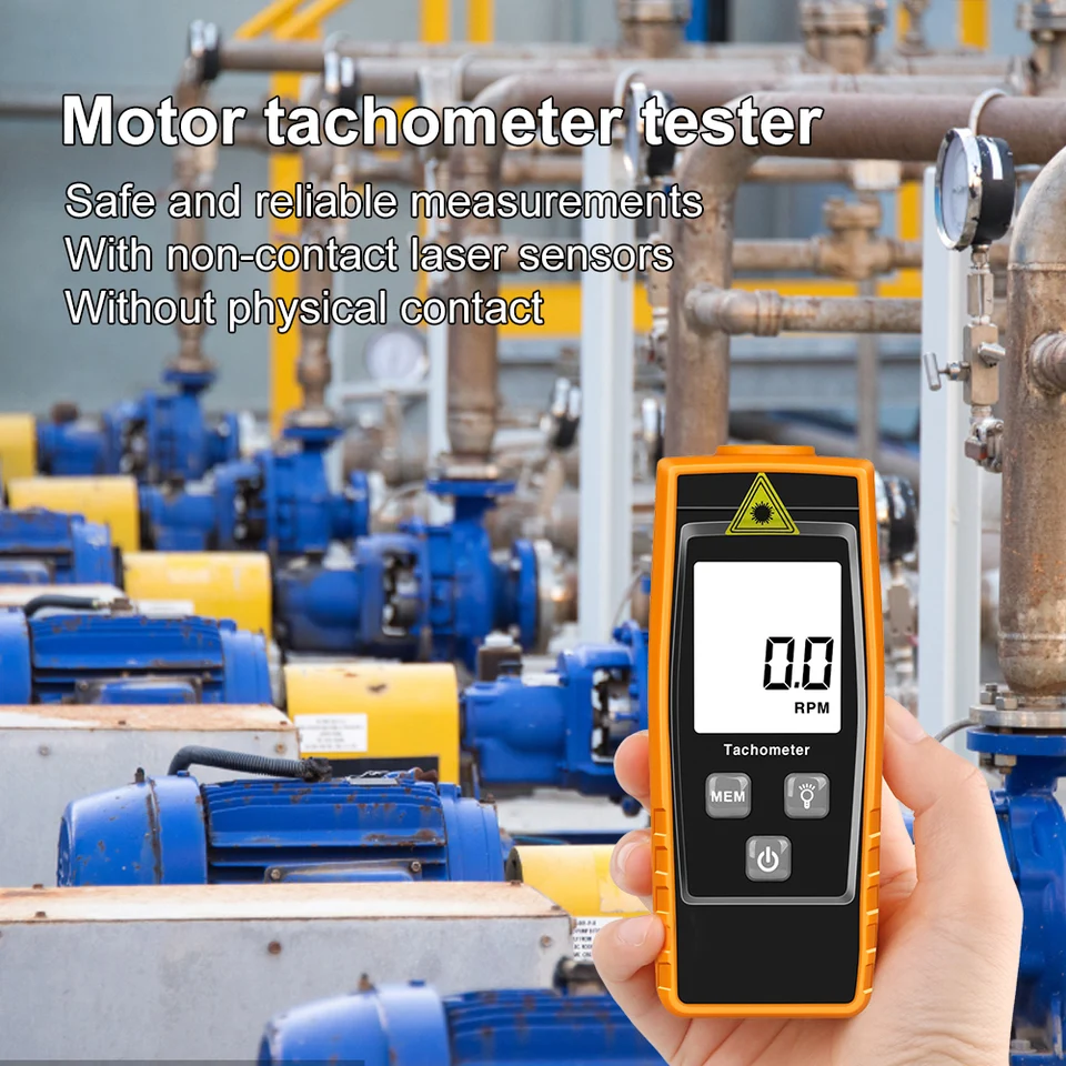 RPM TACH Rýchlostný meter Mini digitálny laserový tachometer LCD podsvietenia zadržanie ručného tachometru RPM Motor