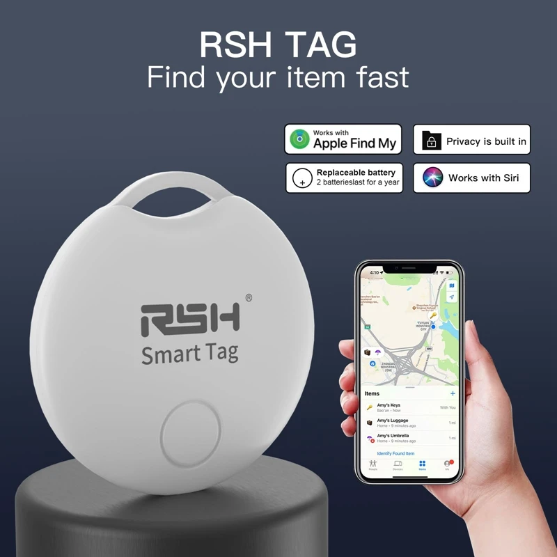 RSH SMART Tracker Práca pre Apple Nájdite moju aplikáciu Smart Bluetooth GPS Tracker/Tag Anti Stratená pripomienka lokalizátora Car Key Pet Kids Finder
