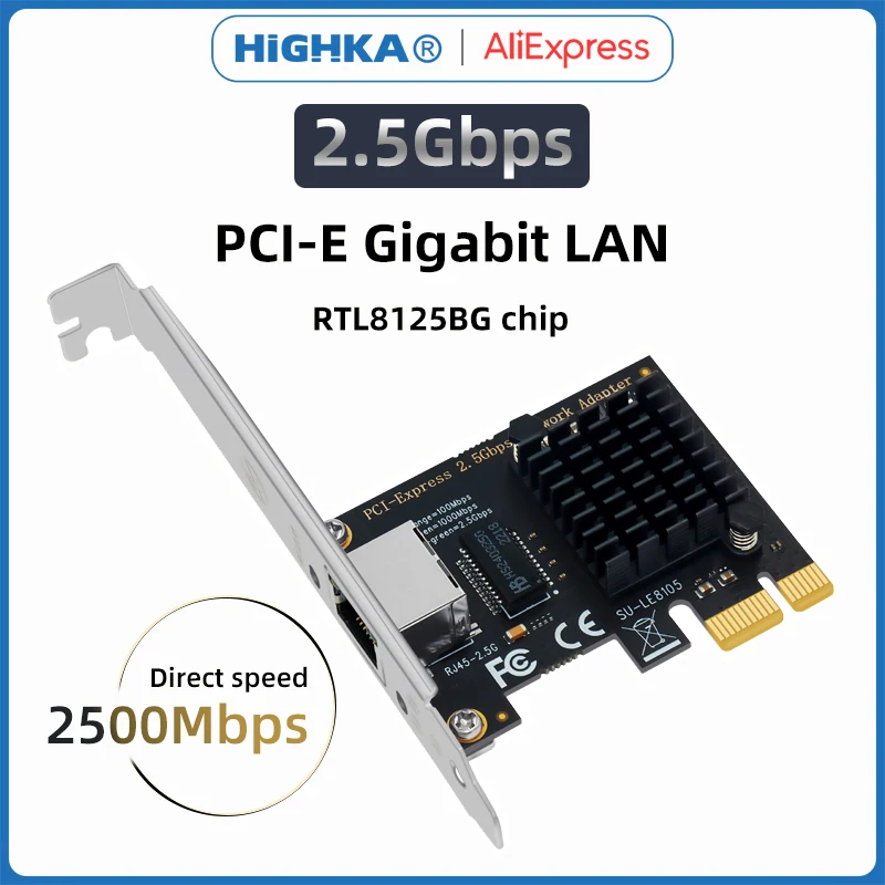 RTL8125BG GIGABIT ETHERNET PCI Express Sieťová karta 10/100/2500 MBPS 2,5 GBPS RJ45 LAN PCIe Adapter pre PC