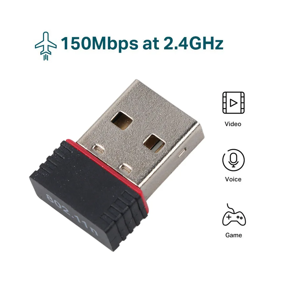 RTL8188 150 MBPS USB WiFi Adapter pre Raspberry Pi, Adaptér bezdrôtovej sieťovej karty WiFi Dongle pre prenosný počítač PC Windows RTL818