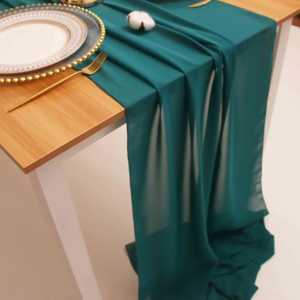 RU106 Made Nové 13 stôp dlhé vianočné vďakyvzdanie Svadba 28 ''*156 '' Forest Green Shiffon Table Runner