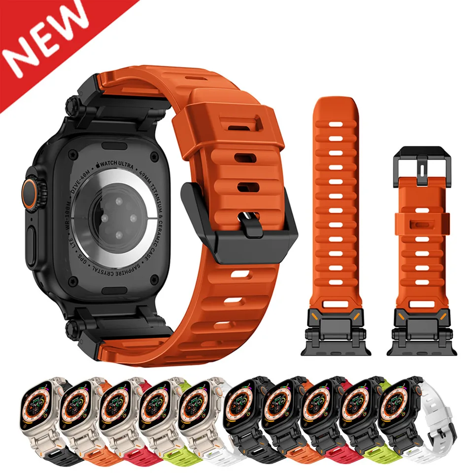 Rubberová športová skupina pre Apple Watch Ultra 2 49 mm séria 9 8 7 SE 6 5 4 STRAP pre IWATCH ULTRA 49 45 mm 42 44 mm luxusný náramok TPU