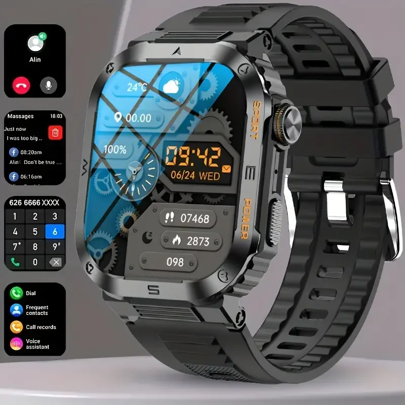 Rugged Outdoor Smart Watch for Men s Bluetooth volajte 100+ športových režimov Pokročilé sledovanie aktivít kompatibilných pre iOS Android