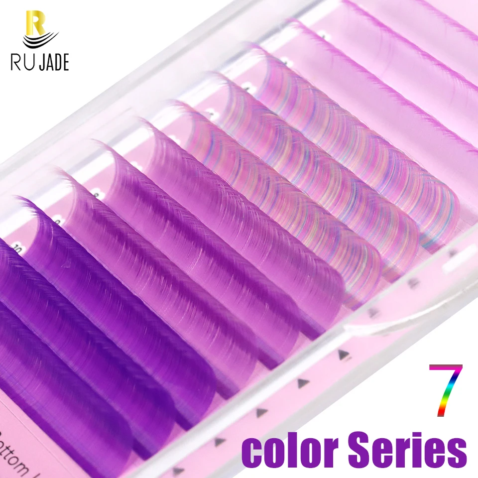 Rujade Mix Farba ružová fialová modrá modrá hnedá dúha sfarbená rias predlžovanie faux color color individuálne riasy ruský objem cilio