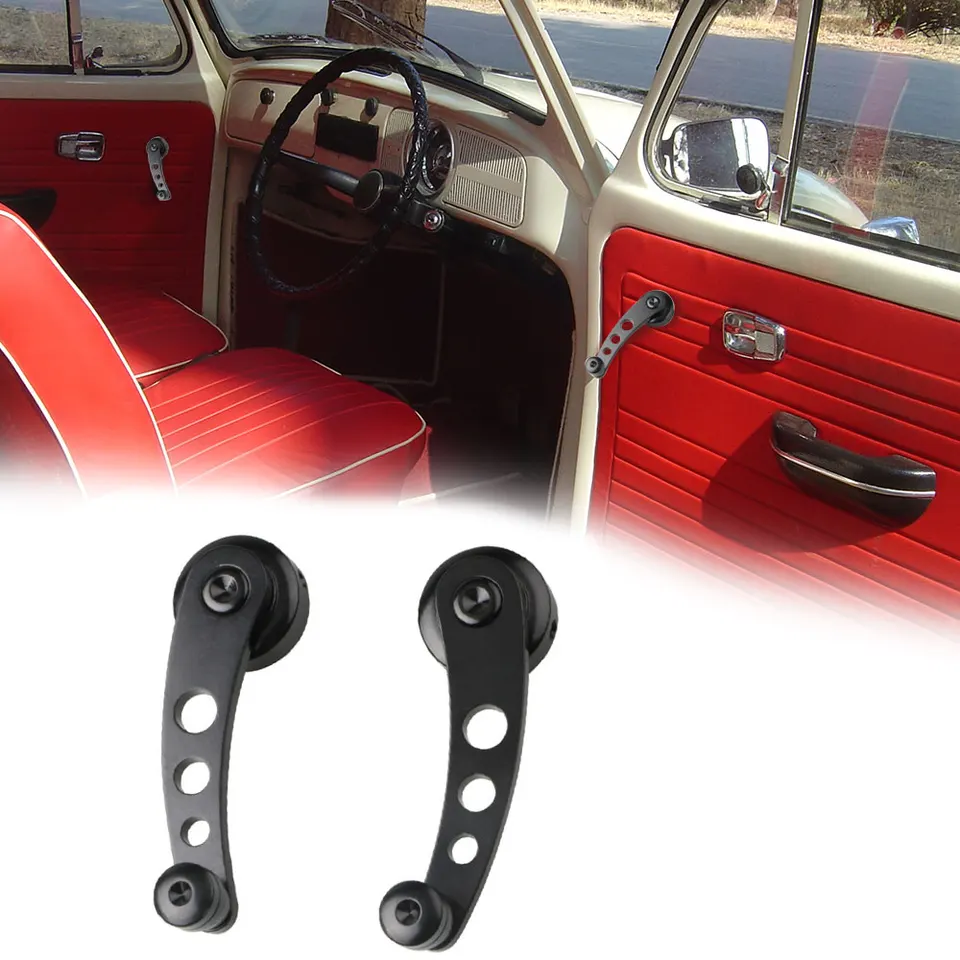 Rukoväť 2pcs okenné navíjač Čierny hliníkový zliatinový manuálny výťah k rukoväti pre VW Beetle 1968-1979 Kľuky pre vysoké okno s vysokým obsahom